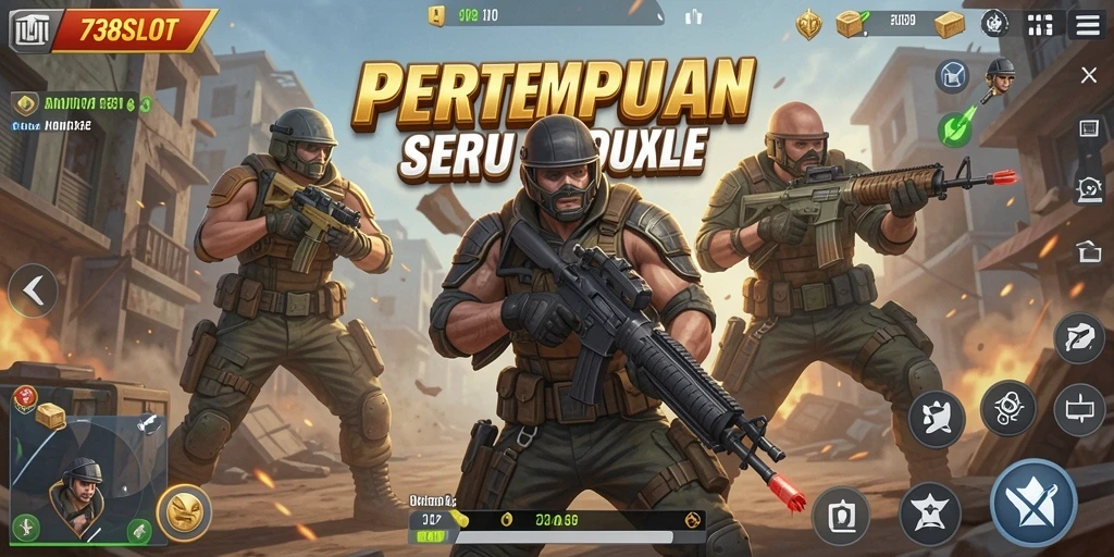 Tampilan gameplay seru dalam pertempuran Battle Royale 738SLOT.