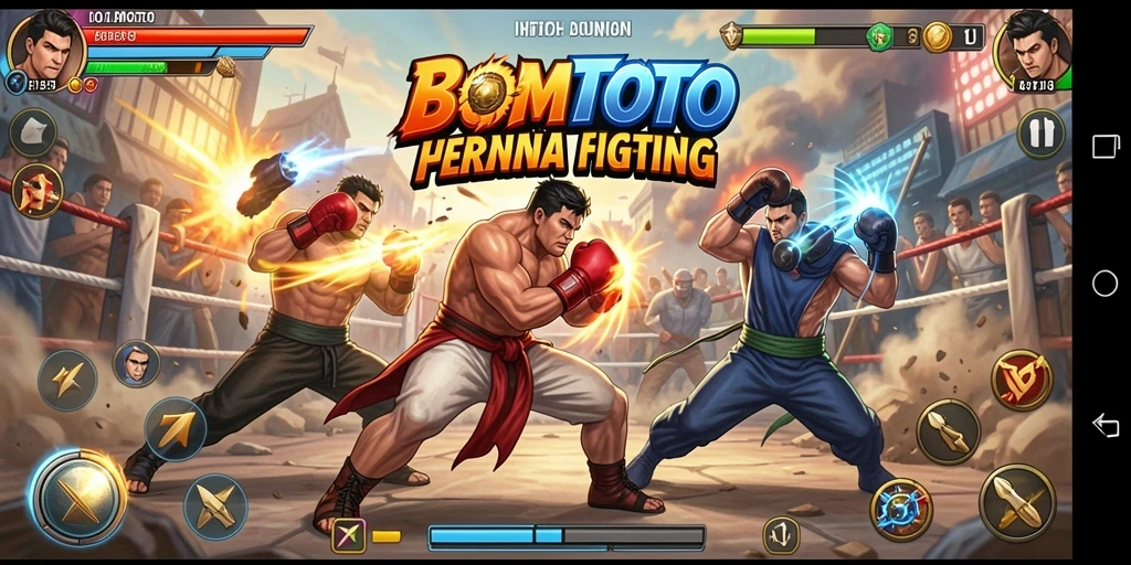 Tangkapan layar seru dari gameplay pertarungan di BOMTOTO.
