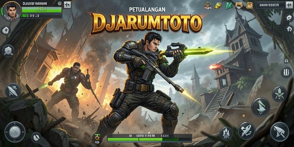 Screenshot gameplay DJARUMTOTO yang menunjukkan aksi mendebarkan dalam pertempuran.