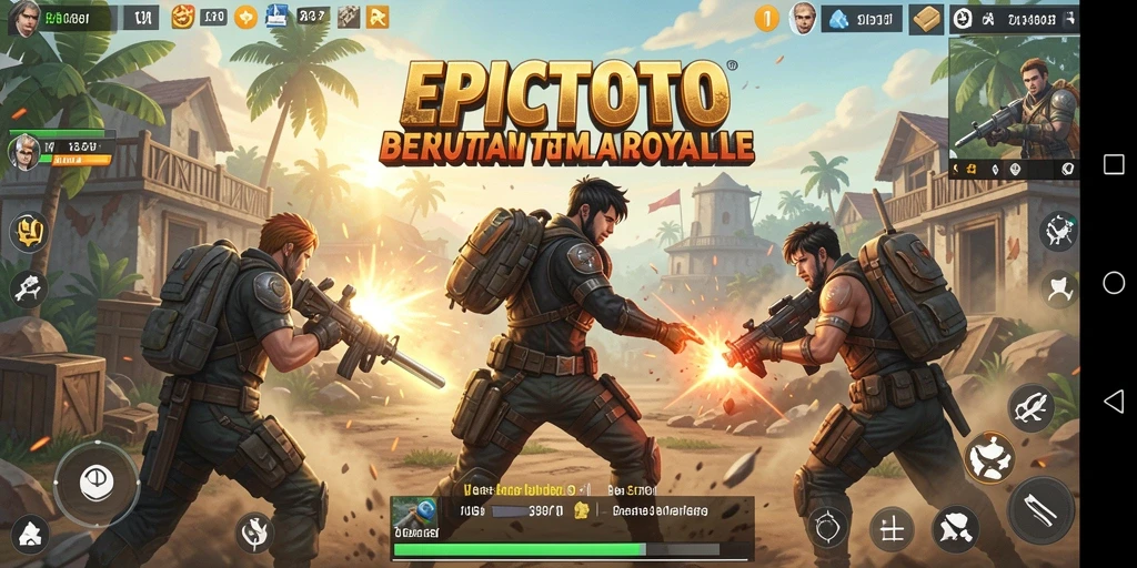 Tangkapan layar aksi gameplay seru dalam EPICTOTO Battle Royale.