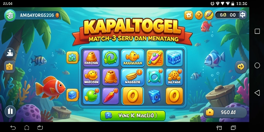 Tampilan gameplay seru KAPALTOGEL dengan kombinasi Match-3.