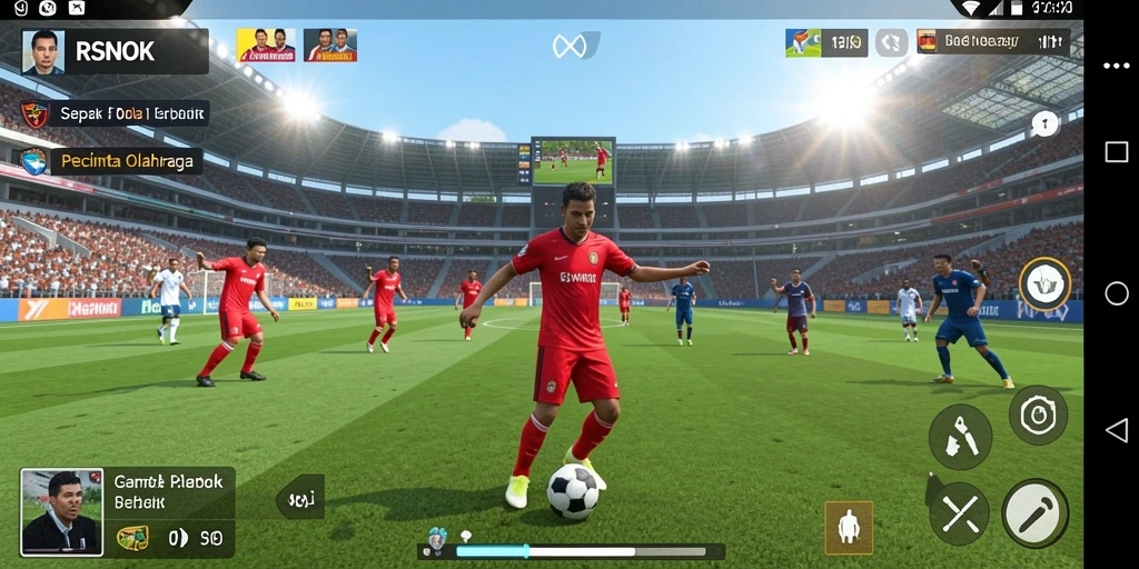 Tampilan screenshot RSNOK menampilkan aksi seru dalam pertandingan sepak bola.