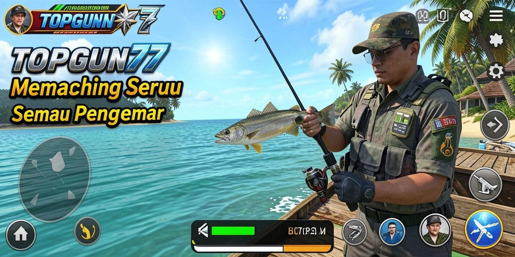 Tampilan gameplay memancing seru di TOPGUN77 dengan grafis yang memukau.